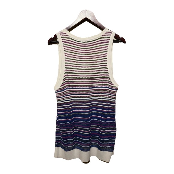 Veronica Beard Nabella Pointelle Sheer Striped Tank Top Purple Blue White XL - Picture 2 of 3